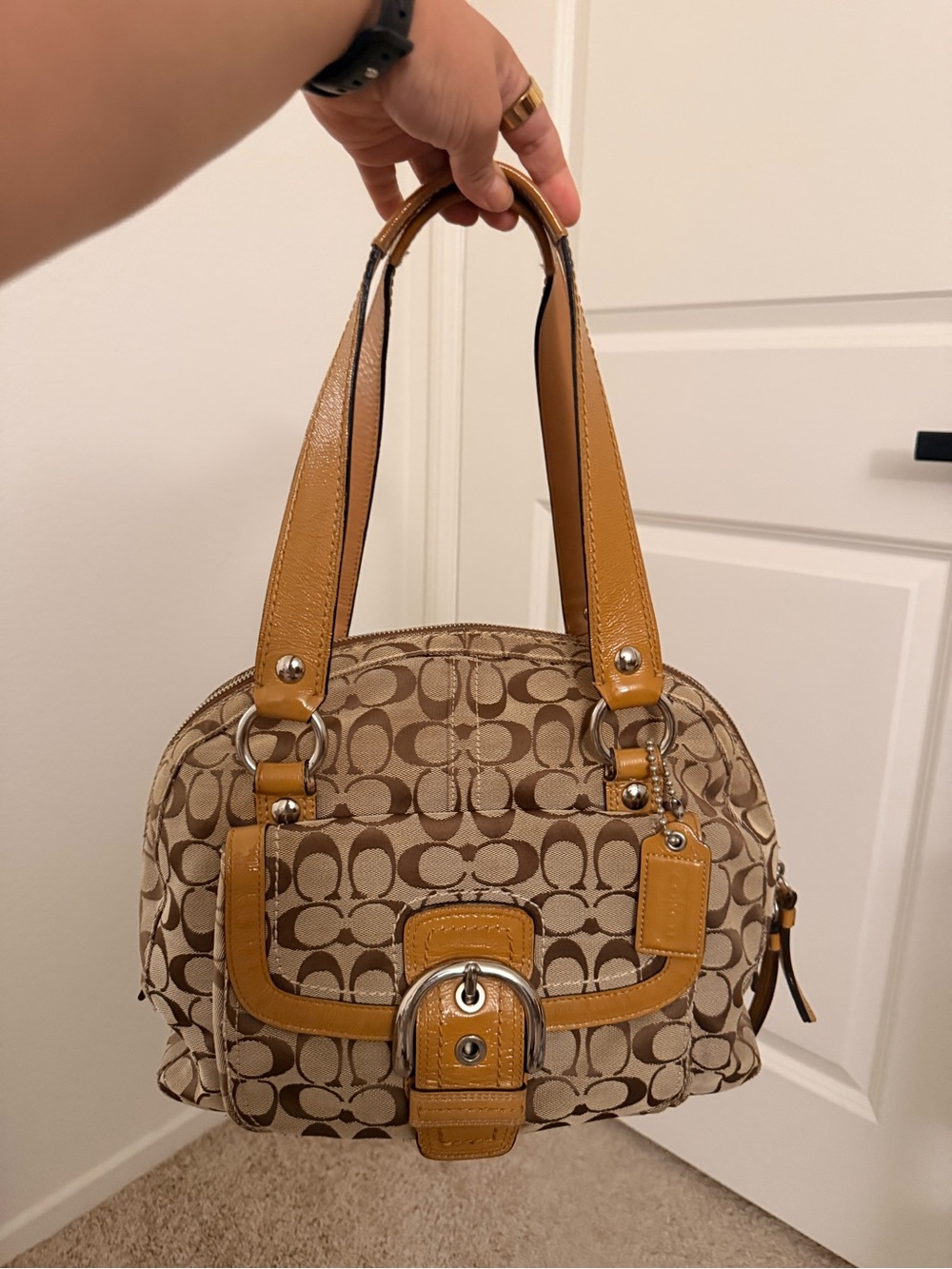 Coach Small Dome Shoulder Bag in Tan and Brown